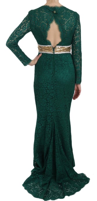 Vestido de Encaje con Cinturón de Cristal Dorado de Dolce & Gabbana - Image 2
