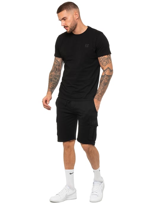 Enzo | Conjunto de chándal con camiseta y pantalón corto para hombre - Negro - Image 4