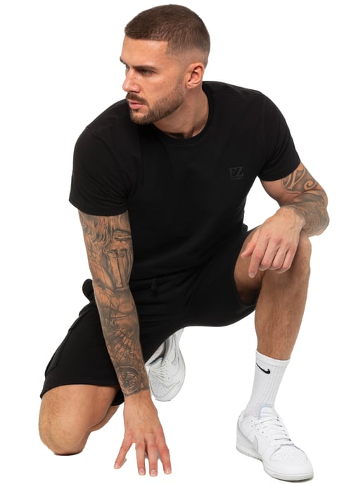 Enzo | Conjunto de chándal con camiseta y pantalón corto para hombre - Negro - Image 6