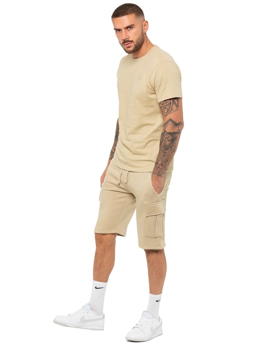 Enzo | Conjunto de chándal con camiseta y pantalón corto para hombre - Piedra - Image 2