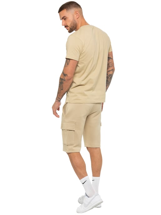 Enzo | Conjunto de chándal con camiseta y pantalón corto para hombre - Piedra - Image 3