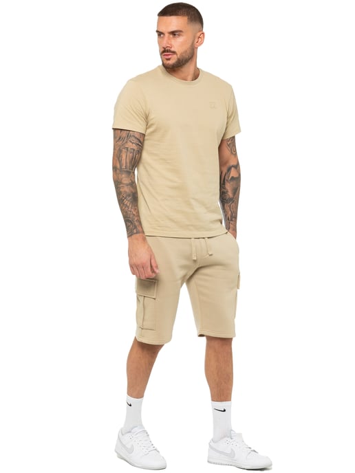Enzo | Conjunto de chándal con camiseta y pantalón corto para hombre - Piedra - Image 5