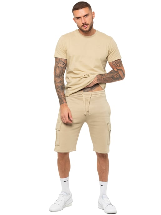 Enzo | Conjunto de chándal con camiseta y pantalón corto para hombre - Piedra - Image 1
