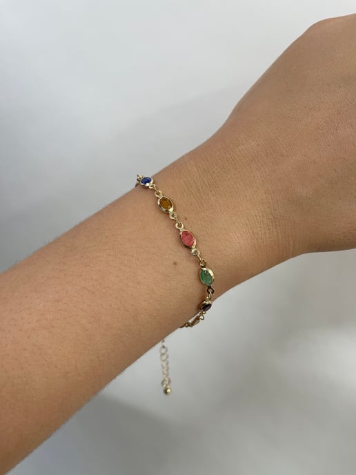 Multicolour Oval Chain Bracelet