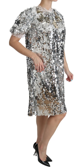 Vestido de cóctel de lentejuelas plateadas con cristales de Dolce & Gabbana - Image 2