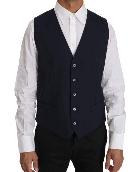 Chaleco Blazer Dolce & Gabbana 2 Piezas de Lana Azul MARTINI - Image 2