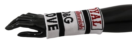 Dolce & Gabbana Black White Arm Warmer DG Love Royal Wool Wrap
