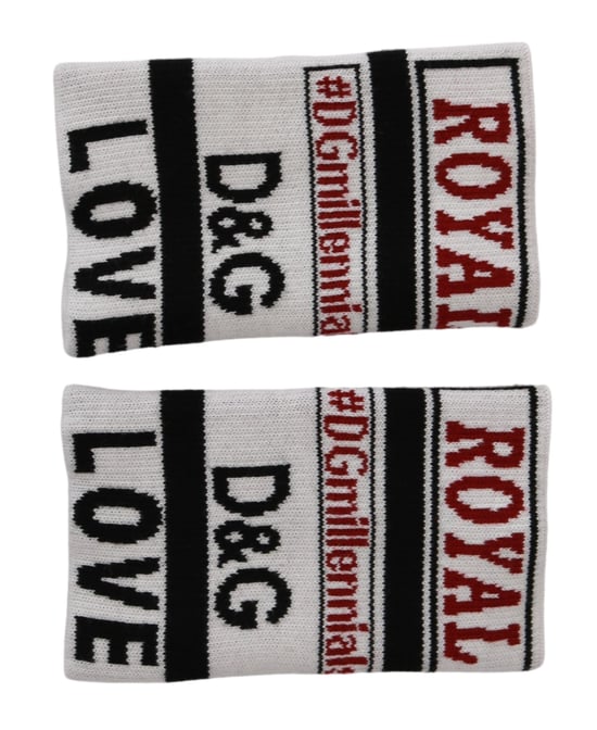 Dolce & Gabbana Black White Arm Warmer DG Love Royal Wool Wrap
