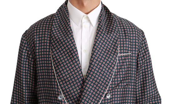 Abrigo de doble botonadura con patrón en azul marino de Dolce & Gabbana - Image 4