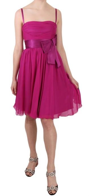 Vestido Sin Mangas de Seda Fucsia con Lazo de Dolce & Gabbana - Image 1