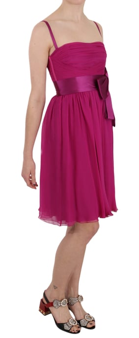 Vestido Sin Mangas de Seda Fucsia con Lazo de Dolce & Gabbana - Image 2