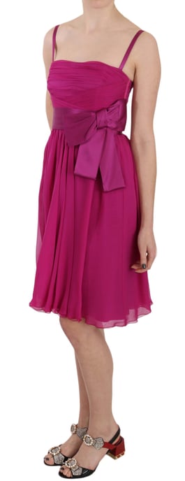 Vestido Sin Mangas de Seda Fucsia con Lazo de Dolce & Gabbana - Image 3