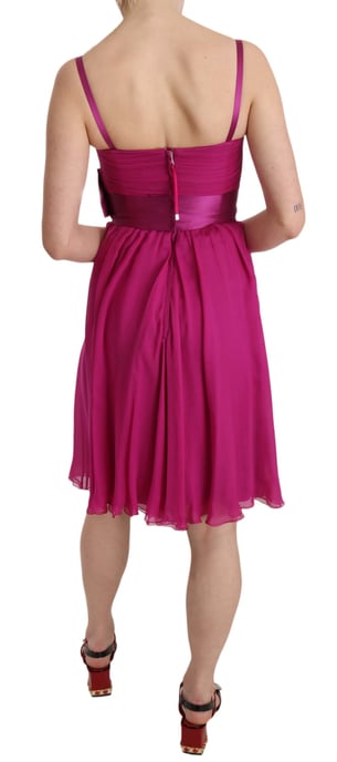 Vestido Sin Mangas de Seda Fucsia con Lazo de Dolce & Gabbana - Image 4