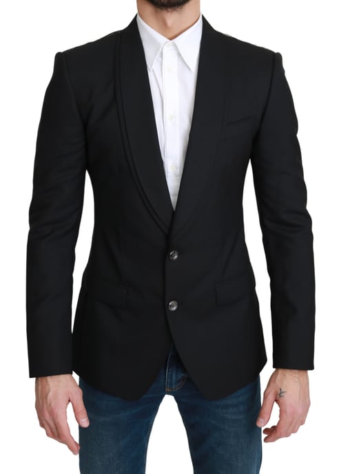 Blazer Formal de Lana Negro de Un Solo Botón de Dolce & Gabbana - Image 1