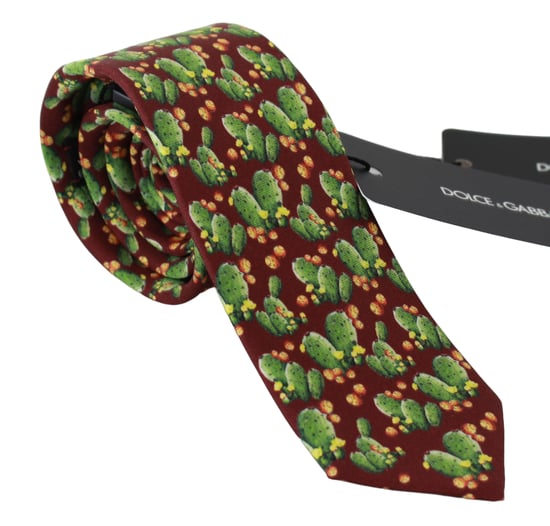 Corbata Clásica de Seda 100% con Estampado de Cactus Multicolor de Dolce & Gabbana - Image 1