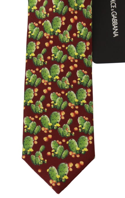 Corbata Clásica de Seda 100% con Estampado de Cactus Multicolor de Dolce & Gabbana - Image 2