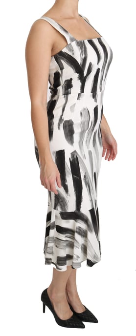 Vestido midi de viscosa estampado en blanco y negro de Dolce & Gabbana - Image 2
