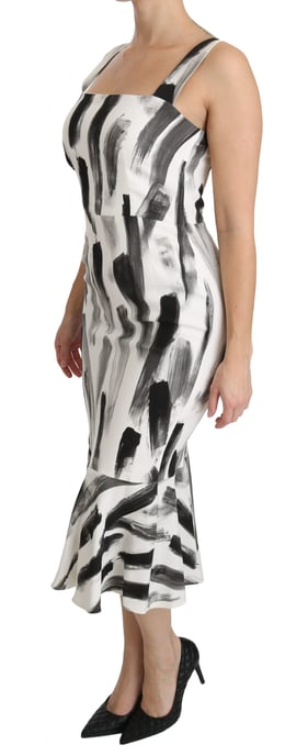 Vestido midi de viscosa estampado en blanco y negro de Dolce & Gabbana - Image 3