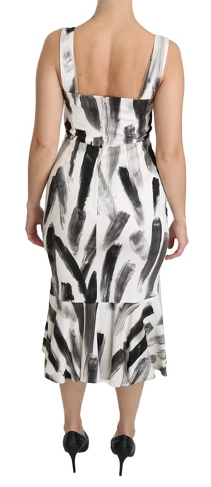 Vestido midi de viscosa estampado en blanco y negro de Dolce & Gabbana - Image 4