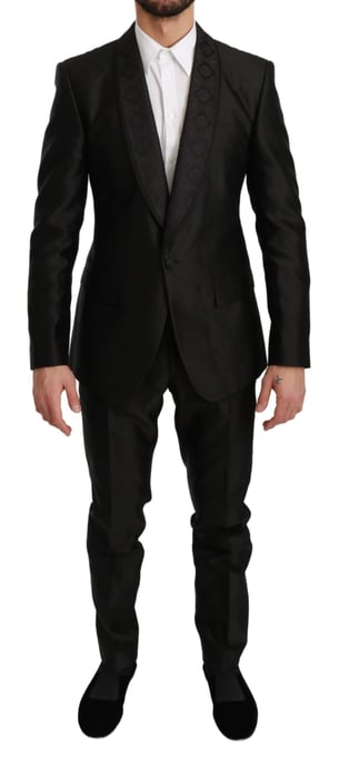 Traje de seda MARTINI negro de ajuste slim fit de 2 piezas de Dolce & Gabbana - Image 1