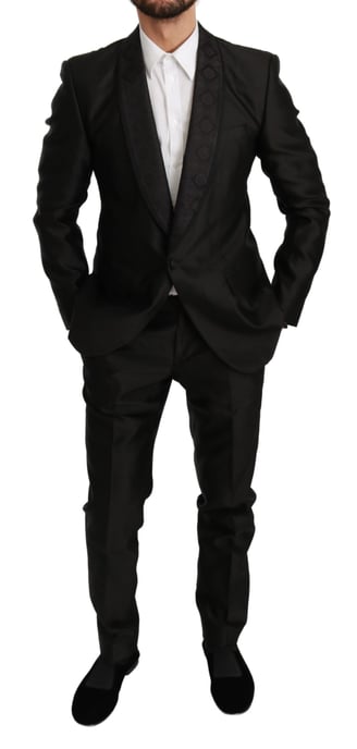 Traje de seda MARTINI negro de ajuste slim fit de 2 piezas de Dolce & Gabbana - Image 6