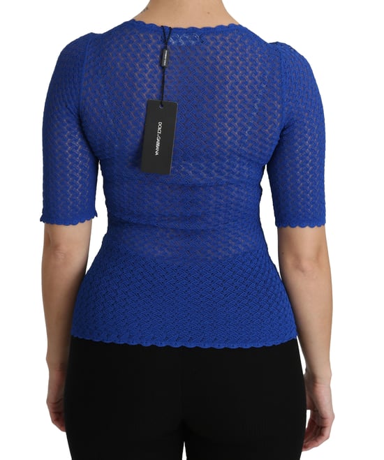 Blusa de viscosa azul transparente de cuello redondo Dolce & Gabbana - Image 4