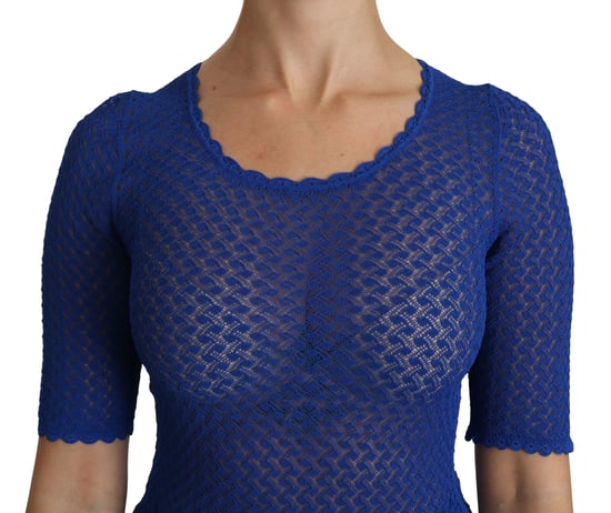 Blusa de viscosa azul transparente de cuello redondo Dolce & Gabbana - Image 5