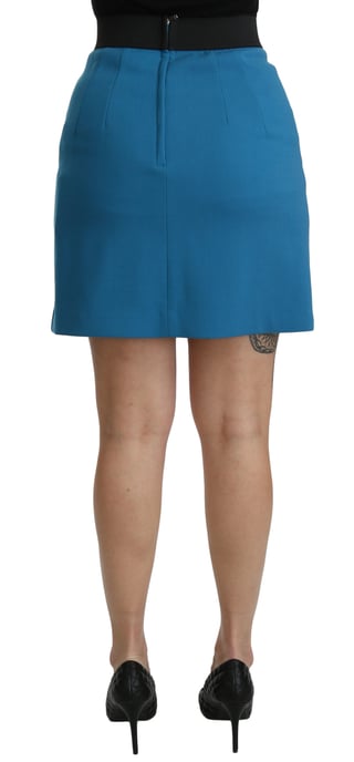 Falda corta de lana azul con adornos de talle alto de Dolce & Gabbana - Image 5