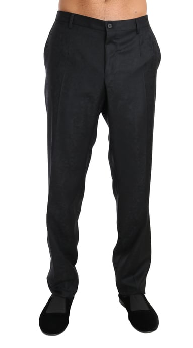 Pantalones formales de algodón gris con estampado de Dolce & Gabbana - Image 1