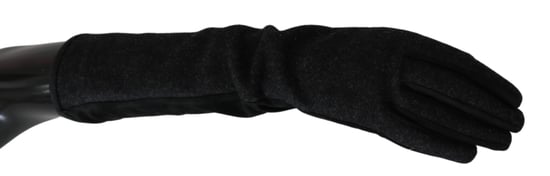 Guantes de lana de manga media negra y gris de Dolce & Gabbana - Image 3