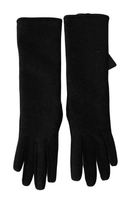 Guantes de lana de manga media negra y gris de Dolce & Gabbana - Image 4