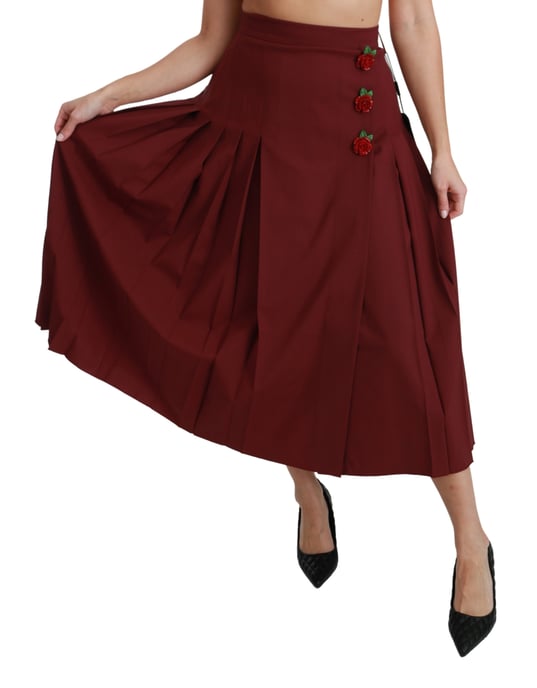 Falda Maxi de Lana Plisada de Cintura Alta Roja de Dolce & Gabbana - Image 2