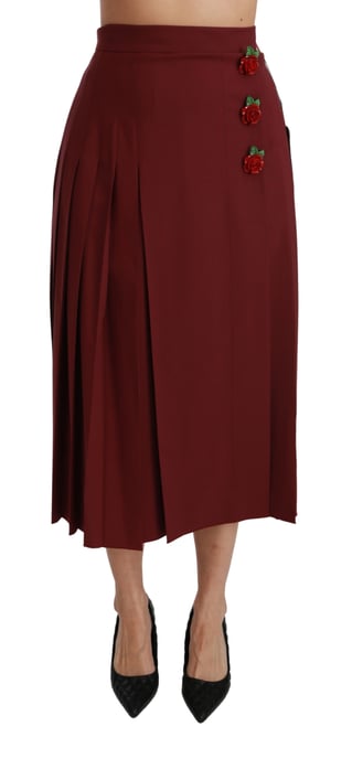 Falda Maxi de Lana Plisada de Cintura Alta Roja de Dolce & Gabbana - Image 1