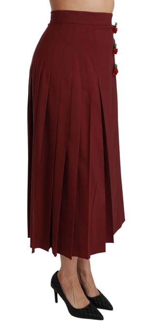 Falda Maxi de Lana Plisada de Cintura Alta Roja de Dolce & Gabbana - Image 3