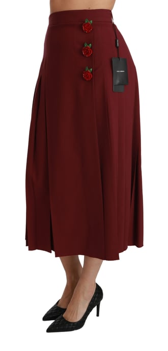 Falda Maxi de Lana Plisada de Cintura Alta Roja de Dolce & Gabbana - Image 4
