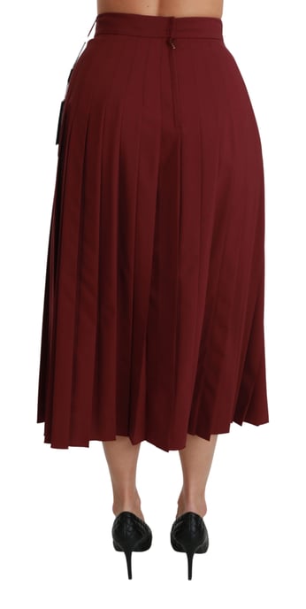 Falda Maxi de Lana Plisada de Cintura Alta Roja de Dolce & Gabbana - Image 5