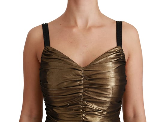 Vestido ajustado metálico dorado con volantes de Dolce & Gabbana - Image 5