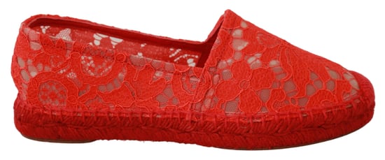 Espadrilles Planas de Algodón con Encaje Rojo Dolce & Gabbana - Image 1