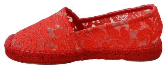 Espadrilles Planas de Algodón con Encaje Rojo Dolce & Gabbana - Image 6