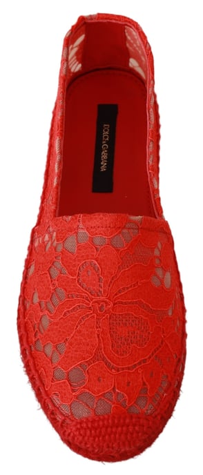 Espadrilles Planas de Algodón con Encaje Rojo Dolce & Gabbana - Image 2