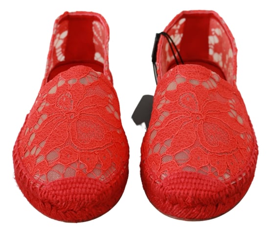 Espadrilles Planas de Algodón con Encaje Rojo Dolce & Gabbana - Image 3