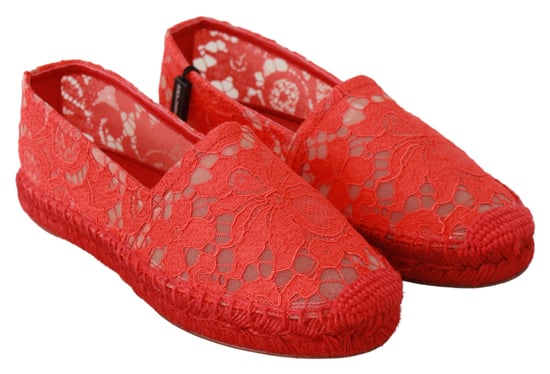 Espadrilles Planas de Algodón con Encaje Rojo Dolce & Gabbana - Image 4