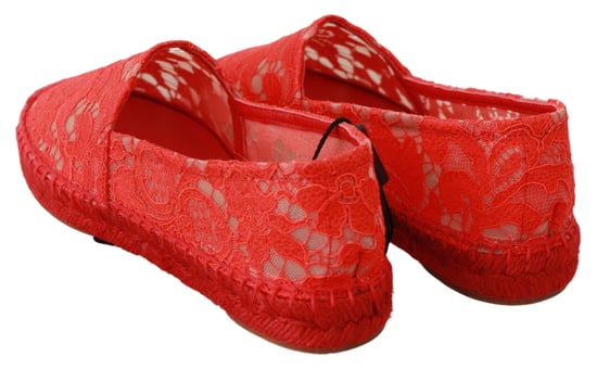 Espadrilles Planas de Algodón con Encaje Rojo Dolce & Gabbana - Image 5