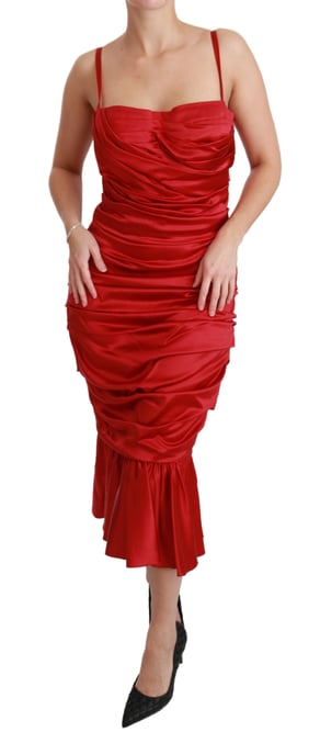 Vestido ceñido de sirena de seda roja elástica de Dolce & Gabbana - Image 6
