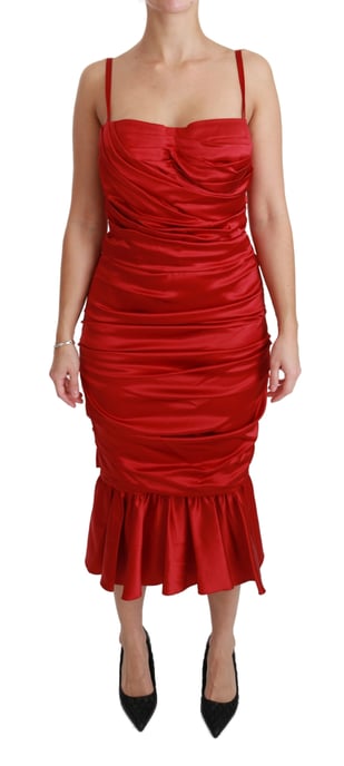 Vestido ceñido de sirena de seda roja elástica de Dolce & Gabbana - Image 1