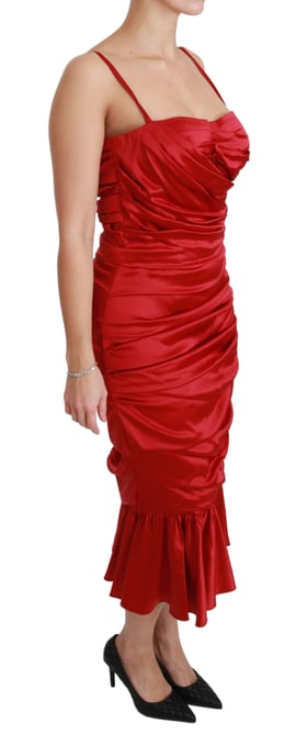 Vestido ceñido de sirena de seda roja elástica de Dolce & Gabbana - Image 2