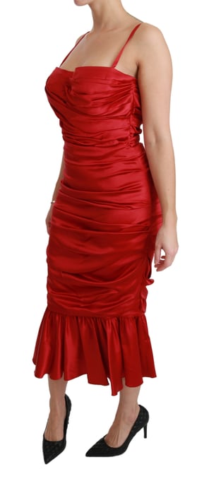 Vestido ceñido de sirena de seda roja elástica de Dolce & Gabbana - Image 3