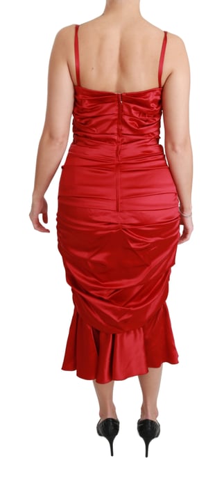Vestido ceñido de sirena de seda roja elástica de Dolce & Gabbana - Image 4