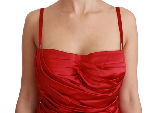 Vestido ceñido de sirena de seda roja elástica de Dolce & Gabbana - Image 5