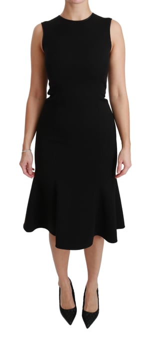 Vestido ajustado de lana elástica con corte en A de Dolce & Gabbana - Image 1